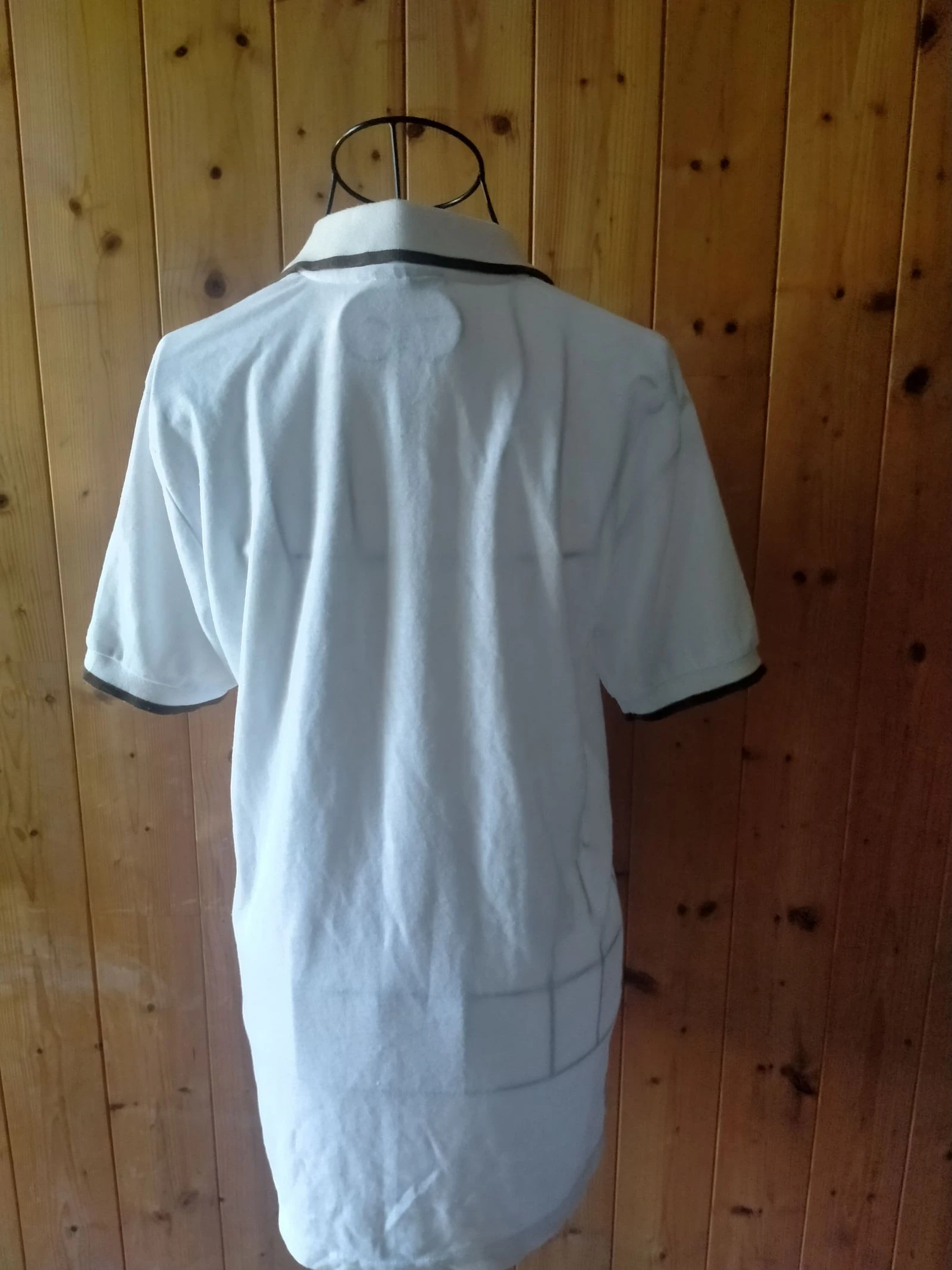 Witte Lotto polo voor heren maat S met bruine afwerking – photo 3